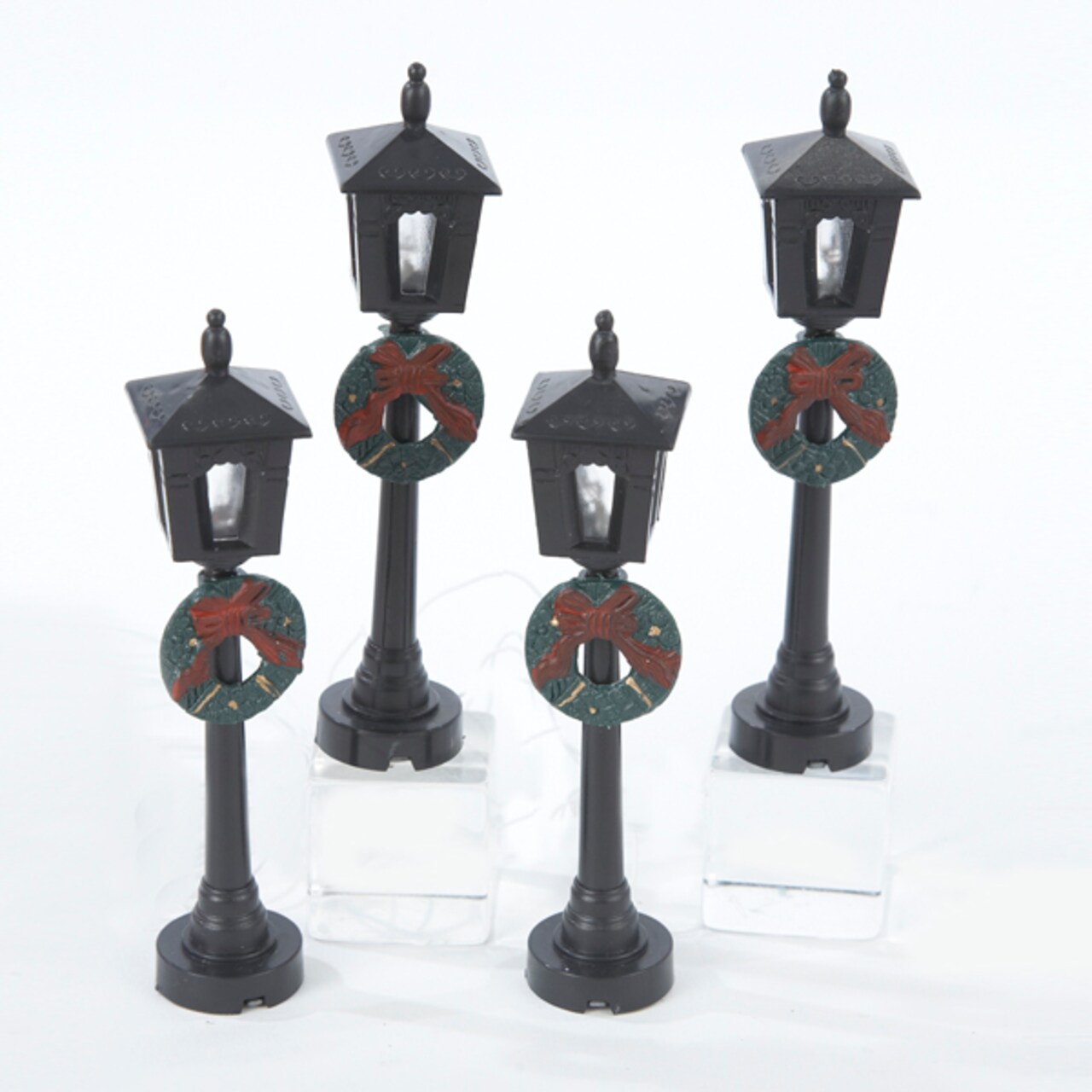 Kurt Adler Lighted Christmas Village Display Street Lampposts - Set of 4